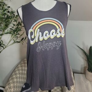 Sweet Soul Medium Gray white yellow blue orange rainbow choose happy tank top